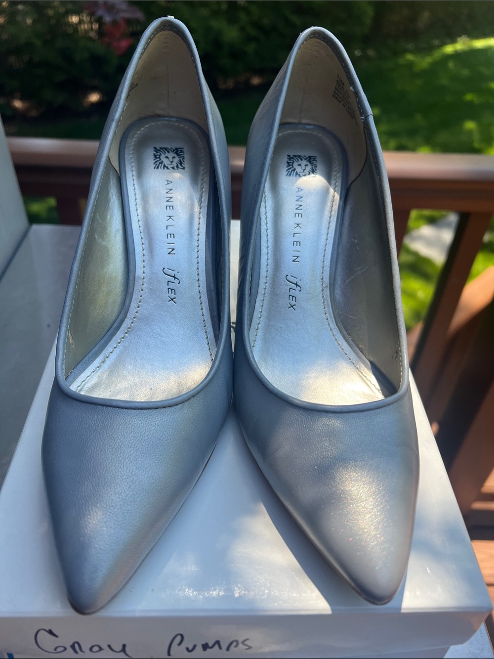 New, never worn Anne Klein Gray Pointed Toe Pumps - Sleek Metallic Heels. 7.5M